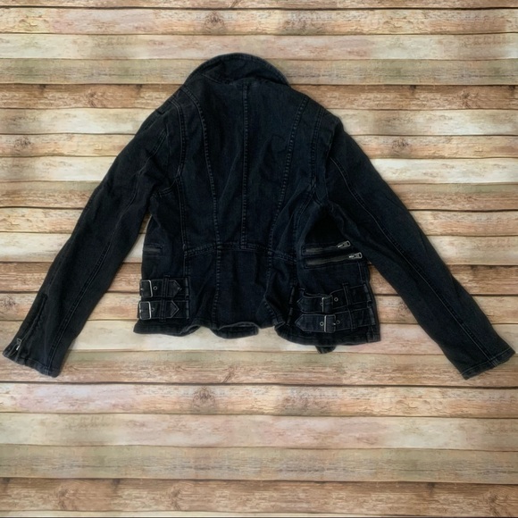 Free People black Denim biker jacket - Picture 4 of 9